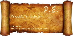 Prodán Edvin névjegykártya